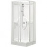 Cabine de douche 80-80 avec thermostat encastrer accès d'angle alu/blanc-clair