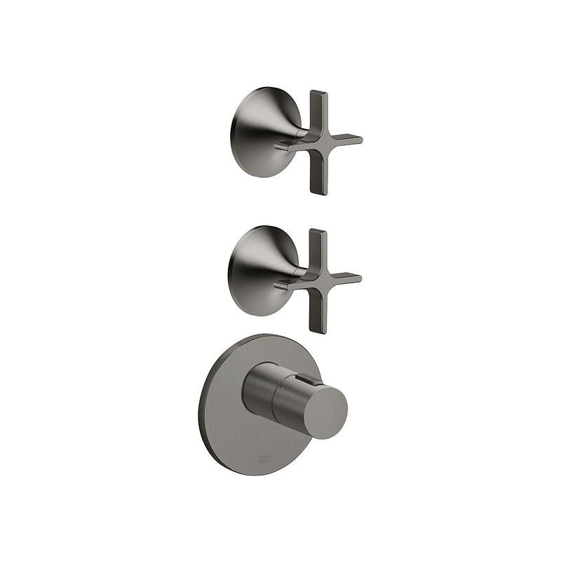 Dornbracht set de finition robinet d'arrêt vaia poignée croix dark platinum matt