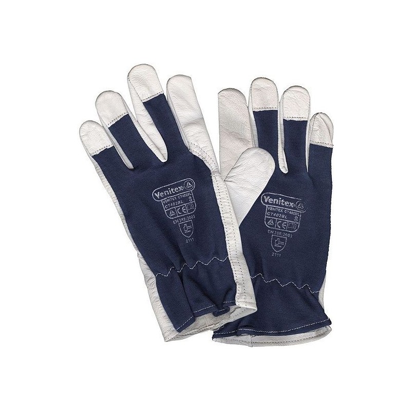 Paire de gants de travail cuir de chèvre taille 10 bleu