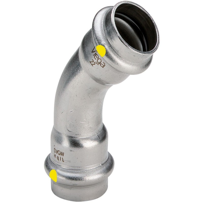 Viega coude 45°FF 15mm Sanpress inox gaz