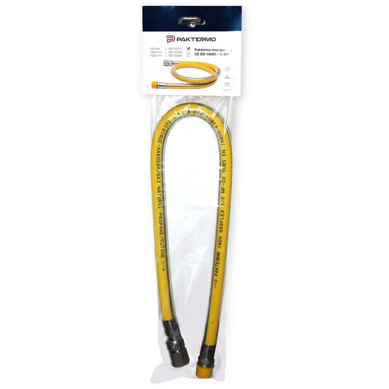 Paktermo flexible gaz inox MF + écrou 1/2" 75cm