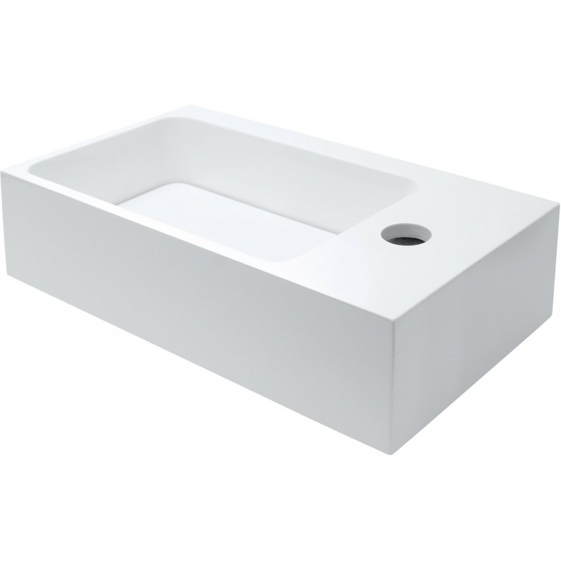 Lave-mains Puro 40x22cm trou robinet droit solid blanc mat inclusif fixation