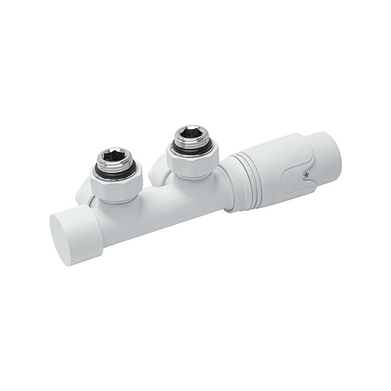 D-design kit de robinet radiateur thermostatique bitube/monotube + raccord 16mm équerre blanc mat