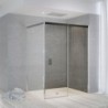 Porte coulissante pour coin suite 1365-1390 H2000 droite nanotec softclose noire-chrome/clair